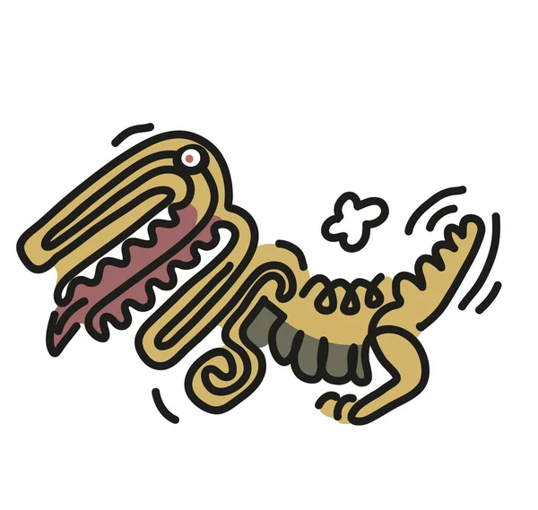 Zeichnung Cartoon Stil Des Krokodils Linienzeichnung Illustration Des Jägers Alligator — Stockfoto