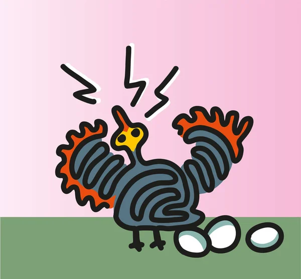 Ilustración Estilo Dibujos Animados Pájaro Con Sus Huevos Ilustración Dibujo —  Fotos de Stock