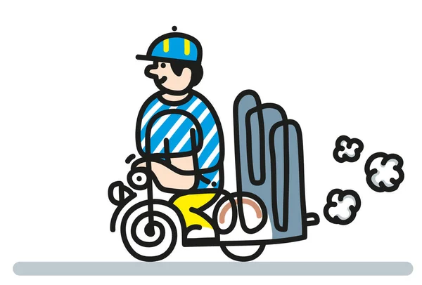 Kurye Teslimatının Karikatür Stili Çizimi Çizgi Çizimi Motosikletle Teslimat Illüstrasyonları Telifsiz Stok Fotoğraflar