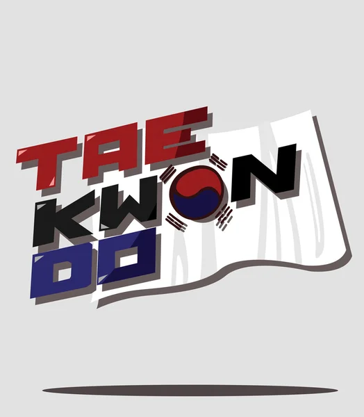 Taekwondo och koreansk flagga — Stock vektor