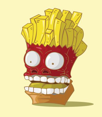 patates kızartması sarı arka plan vektör