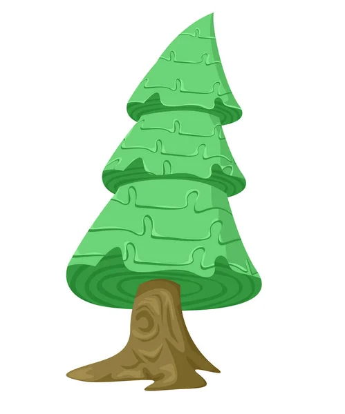 Árbol Grande Con Hojas Verdes Fondo Blanco Vector Ilustración — Vector de stock