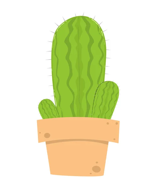 Cute Cactus Plant Pot Vector Illustration White Background Isolation — ストックベクタ