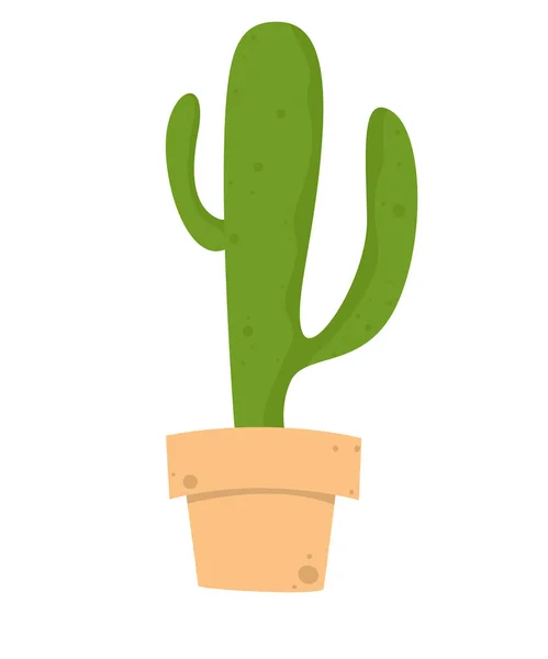 Cute Cactus Plant Pot Vector Illustration White Background Isolation — ストックベクタ