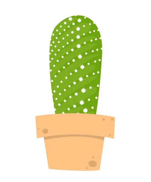Cute Cactus Plant Pot Vector Illustration White Background Isolation — ストックベクタ