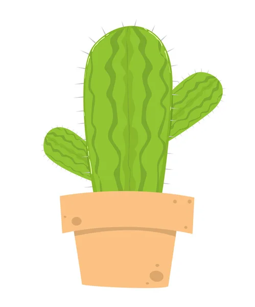 Cute Cactus Plant Pot Vector Illustration White Background Isolation — ストックベクタ