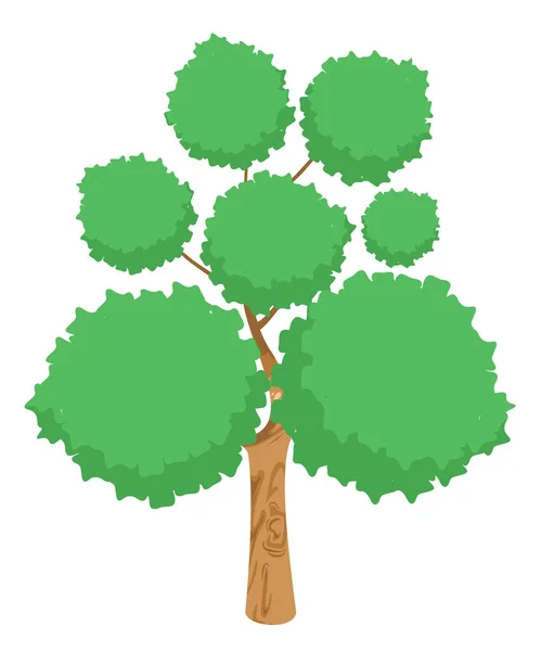 Árbol Grande Con Hojas Verdes Fondo Blanco Vector Ilustración — Archivo Imágenes Vectoriales