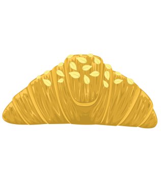 Üzerine badem konmuş kruvasan. İzolasyon ve beyaz arkaplana sahip vektör ve illüstrasyon