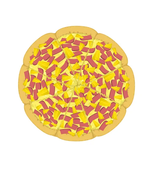 Pizza Hawaiian Cheese Hame Ananas Slice Vecteur Illustration Avec Isolation — Image vectorielle
