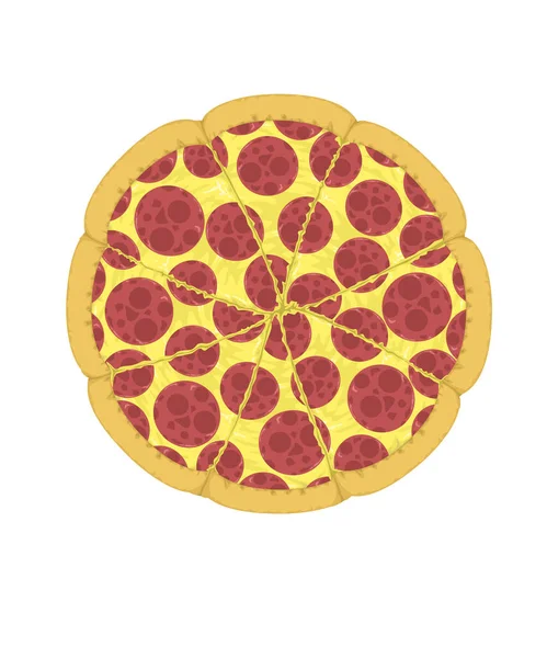 Pizza Pepperoni Fromage Avoir Pâte Molle Avec Ketchup Est Nourriture — Image vectorielle