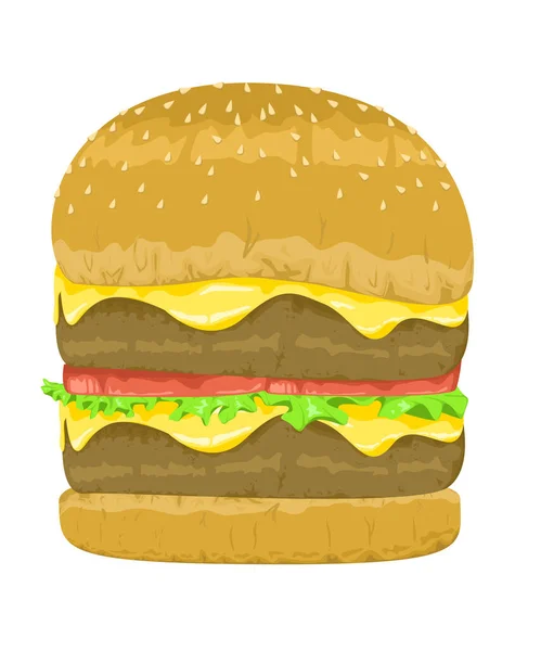 Fast Food Burgers Vegetable Double Cheese Double Meat Batter Vector — Stock Vector