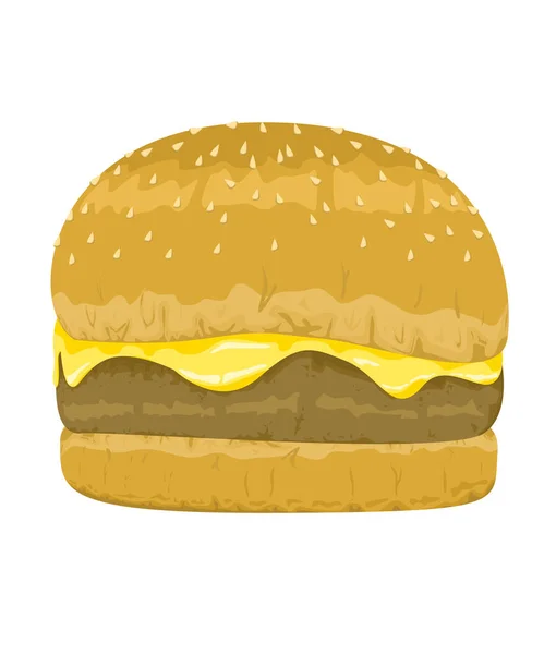 Hamburgers Fromage Viande Isolement Vectoriel Illustration Fond Blanc — Image vectorielle