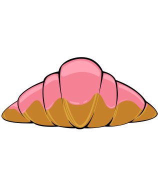 Kruvasan açık kahverengi ekmek çileği. Fırın besin beyaz arka plan ve izolasyon