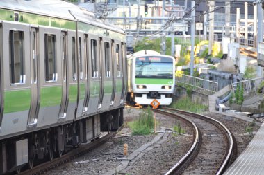 Demiryolu jr yamanote hattı tren tokyo, Japonya.