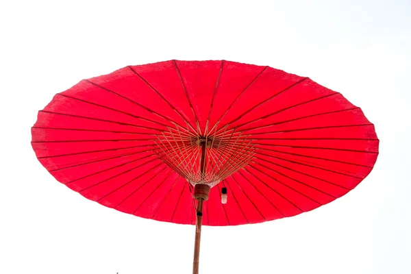 Ombrello in tessuto rosso, design dello stile Lanna Thai , — Foto Stock