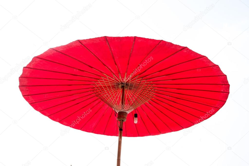 Red Fabric Umbrella, design of the Lanna Thai style,