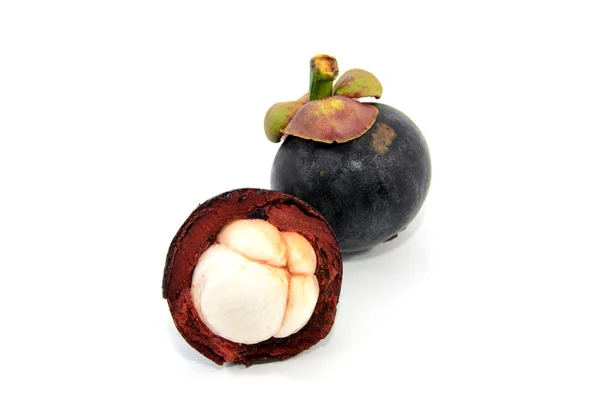 Tropical mangosteen fruit on white background — Stock Photo, Image