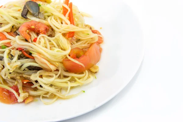 Salada de mamão, Som Tam tailandês com caranguejo — Fotografia de Stock