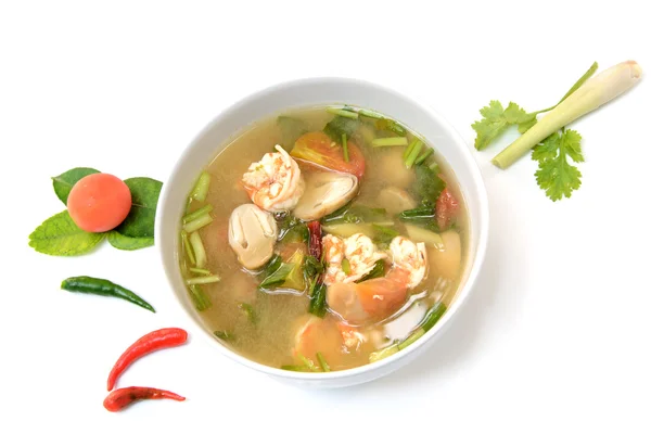 Sopa Tom Yum Goong con camarones, comida tailandesa favorita — Foto de Stock