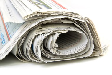 eski Gazeteler, beyaz zemin üzerine izole rulo