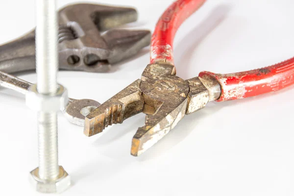 Steel pliers and wrench — Stock Photo, Image