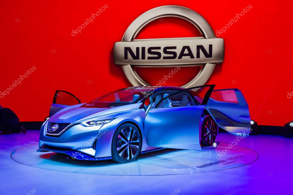 Nissan IDS autonomous electric concept car showcased at the Geneva International Motor Show. Switzerland - March 1, 2016.