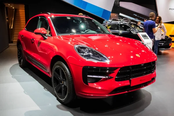 Samochód Porsche Macan Zaprezentowany Targach Autosalon 2020 Bruksela Belgia Stycznia — Zdjęcie stockowe