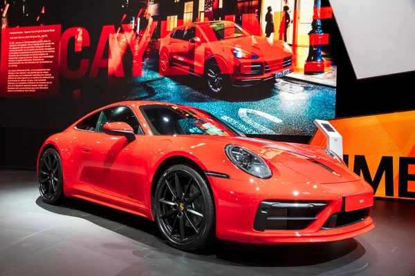 Porsche 911 Carrera Carro Esportivo Exibido Autosalon 2020 Motor Show — Fotografia de Stock