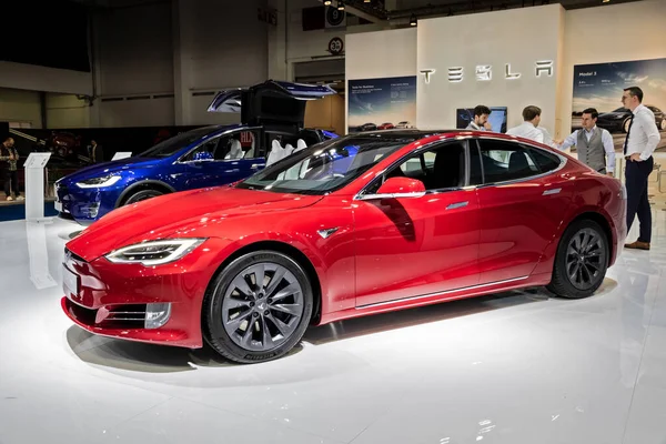 Модель Tesla Model Показана Автосалоне 2020 Брюссель Бельгия Января 2020 — стоковое фото
