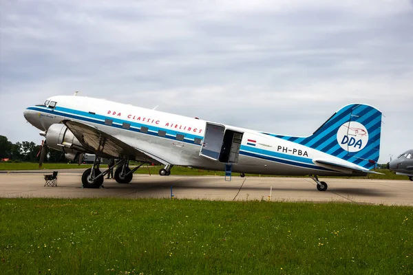 Classic Douglas Dakota Plane Tarmac Leeuwarden Air Base Netherlands June — Stock Photo, Image