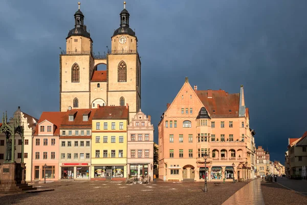View Market Square Town Hall Stadtkirche Wittenberg Lutherstadt Wittenberg City — Stock Photo, Image