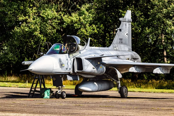 헝가리 Saab Jas Gripen Fighter Jet Tarmac Kleine Brogel Air — 스톡 사진