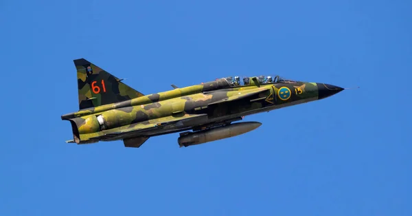 Bývalý Švédský Stíhací Letoun Air Force Saab Viggen Letu Nad — Stock fotografie