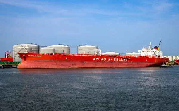 Crude Oil Tanker Aegean Harmony Docked Port Rotterdam Netherlands August — Stock Photo, Image