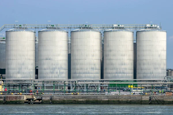Petrokimya Endüstrisinde Petrol Depolama Tankları — Stok fotoğraf