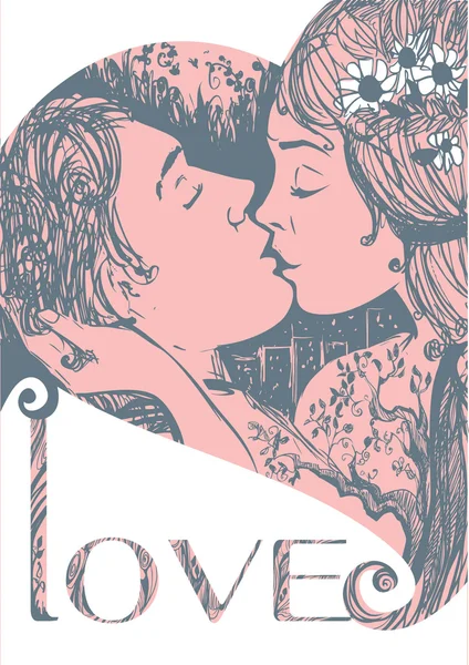 Lovers öpücük — Stok Vektör