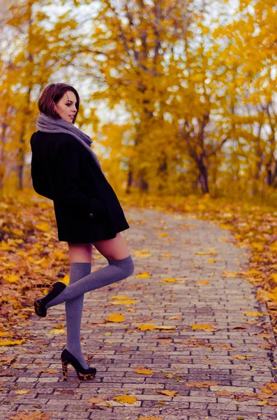 Fille dans le parc d'automne — Photo