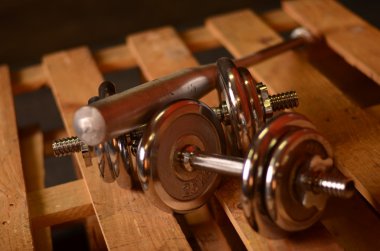 beyzbol sopası ve dumbell görüntüyü kapat