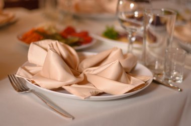 peçete ile yemekler sunan