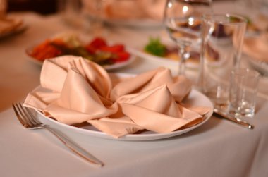 peçete ile yemekler sunan