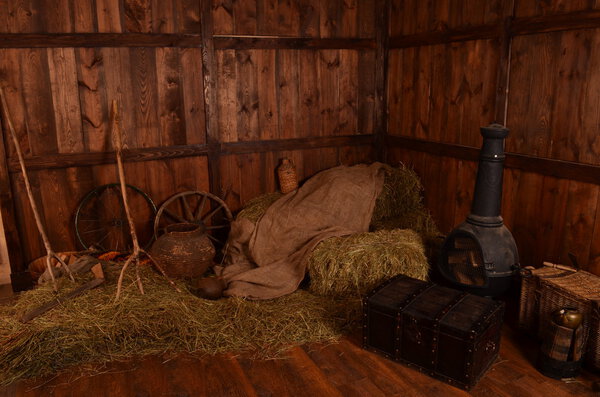 Hay covered with a cloth at the farm