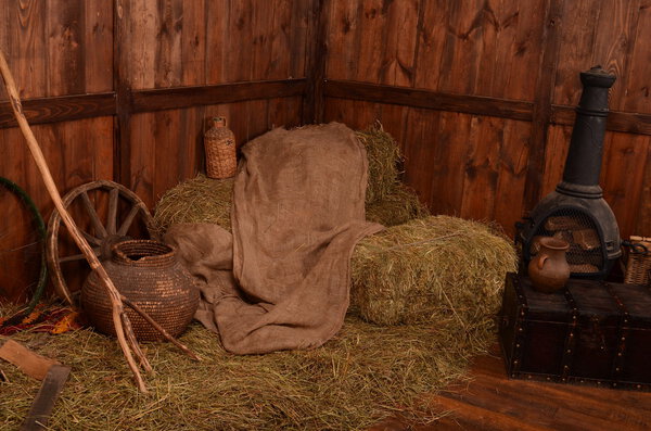 Hay covered with a cloth at the farm