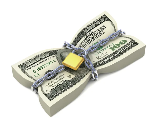 Dollar stack tied by chains — Stock Photo, Image