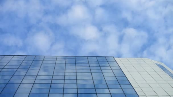 Time lapse moving clouds reflected in the windows — Stock Video