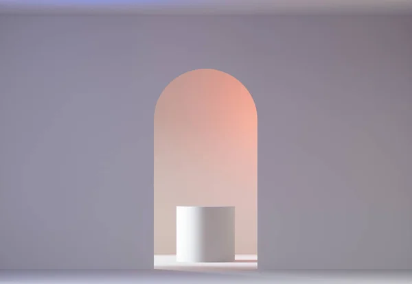 3D-Rendersockel im leeren weißen Innenraum lizenzfreie Stockbilder