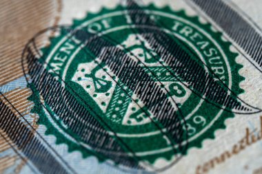 Dolar banknotlarının Macro fotoğraf detayları