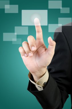düğmeye dokunarak işadamı el