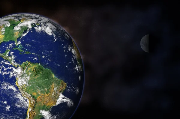 Planeta Terra e Lua — Fotografia de Stock