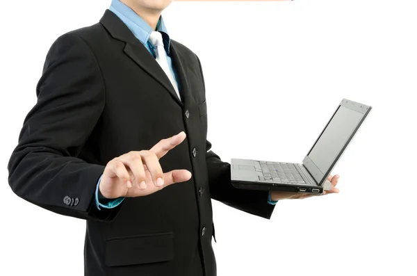 Бизнесмен использует ноутбук в бизнесе — стоковое фото