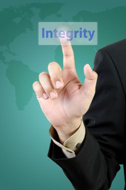 işadamı el intergrity düğmesine dokunarak